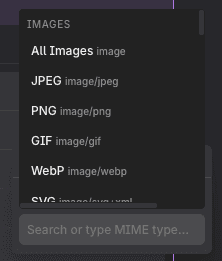 Media MIME type selector