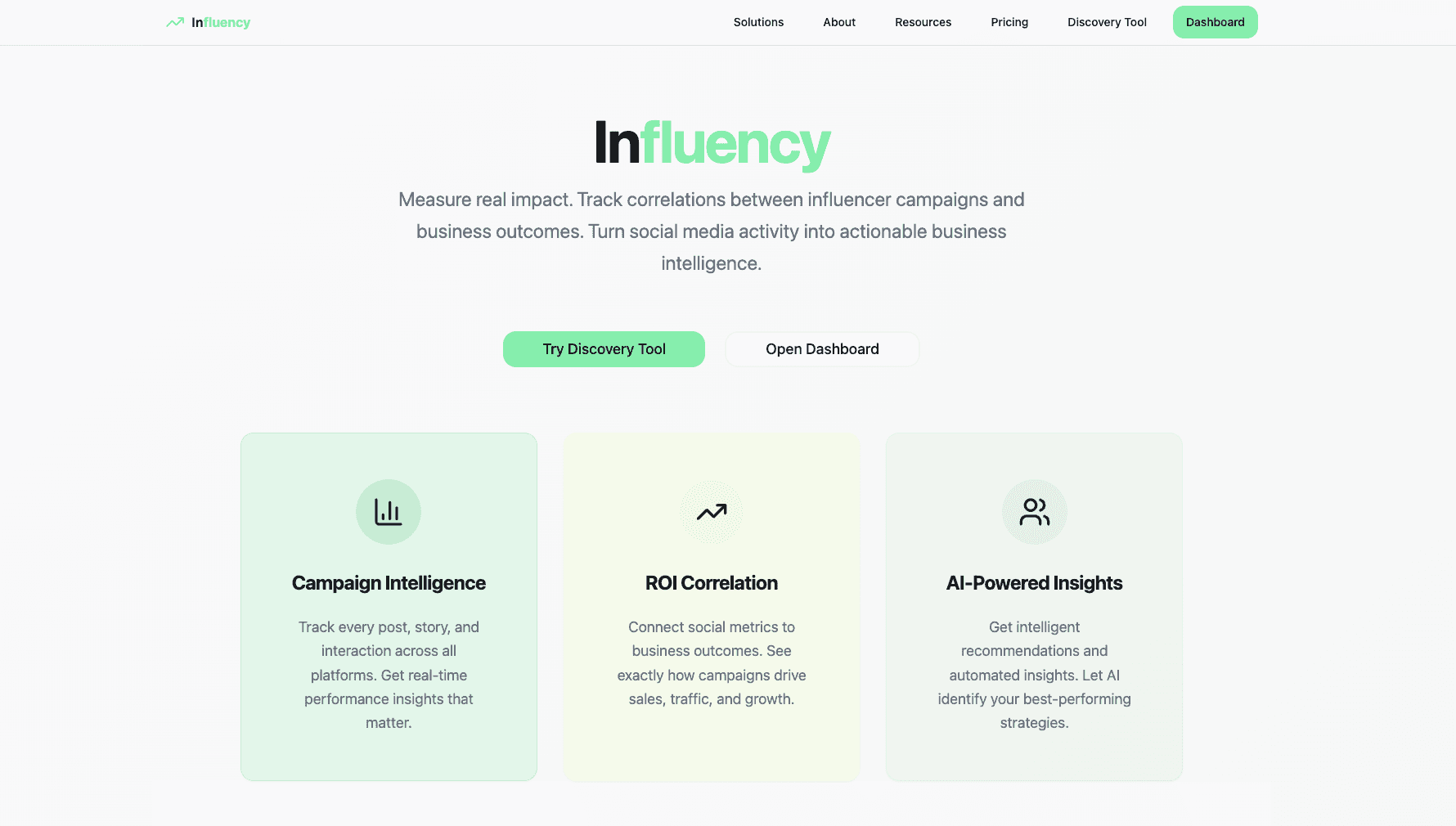 Creator Intelligence Platform homepage