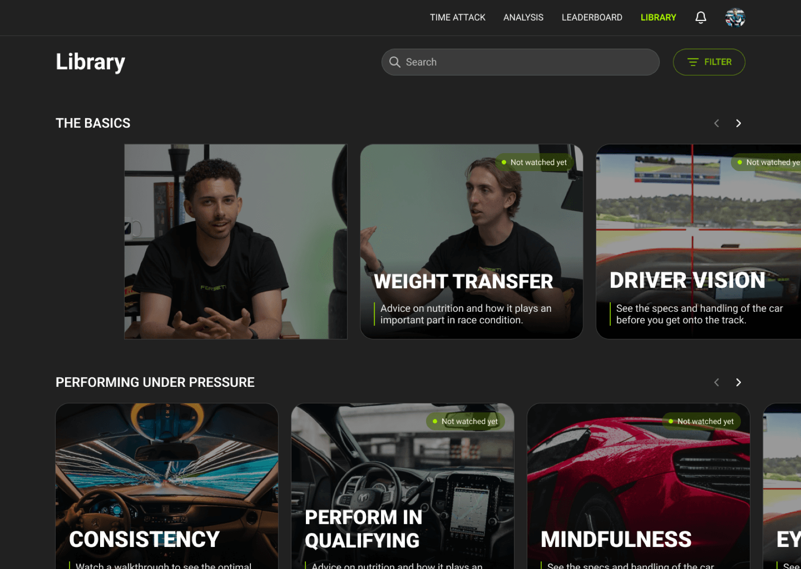 eRacing Platform coaching library