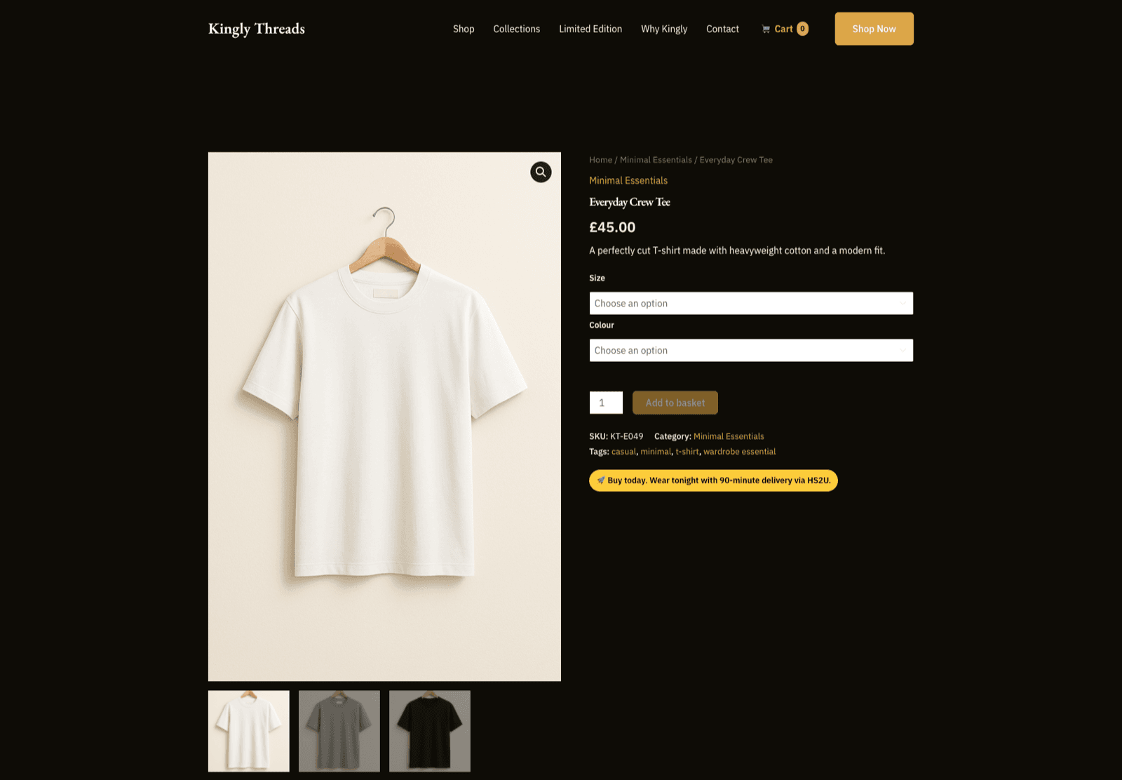 A retailer's product page on HS2U
