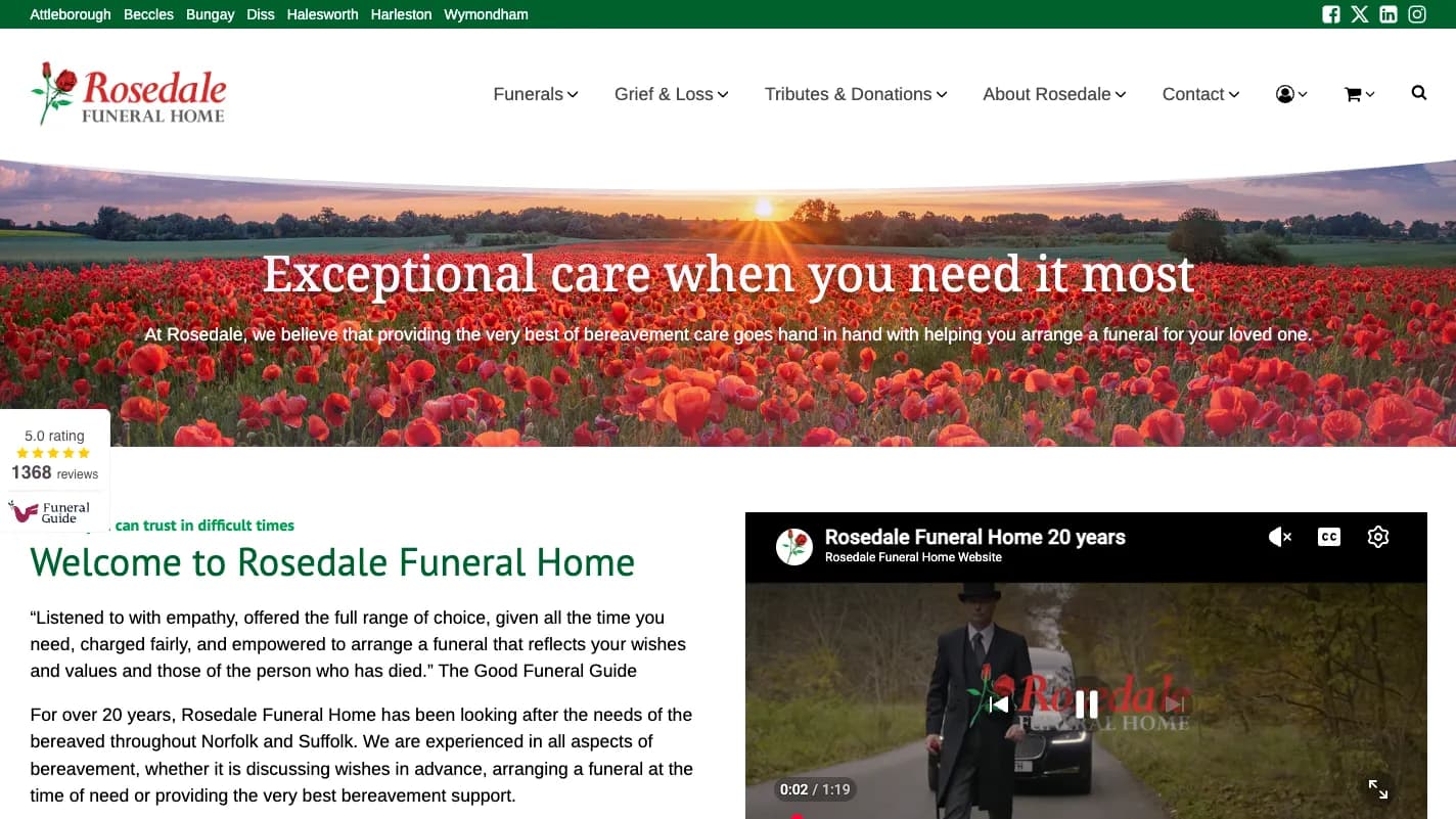 Rosedale Funeral Home homepage